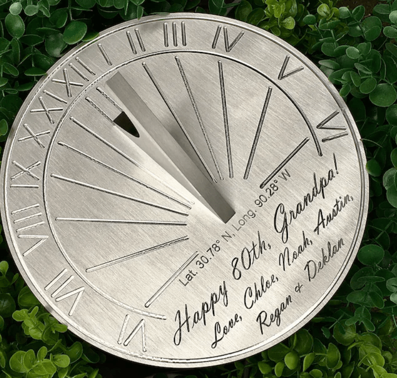 Custom 80th Birthday Engraved Sundial Gift